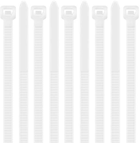 Yaluzibi Bridas resistentes de 120 libras, paquete de 100 bridas de cremallera, envoltura de cable grande de 8 pulgadas, 7,6 mm x 200 mm, plástico de nailon blanco autobloqueante, cables largos y