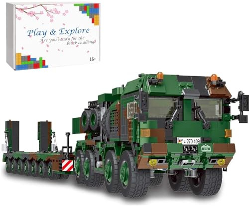 JOMIOD Technik Panzer Transporter Bausteine Bausatz, 1912 Klemmbausteine WW2 SLT Mammut Militär Panzerträger LKW Modell, Konstruktionsspielzeug Geschenk für Erwachsene und Jugendliche