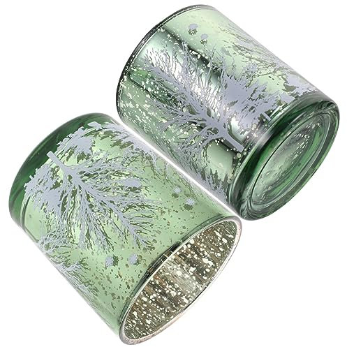 Cabilock 2 Stück Glas Kerzenhalter Weihnachtsbaum Motiv Teelichthalter Weihnachtsdeko Tischkerzenhalter Aus Glas Für Heimdekoration Und Weihnachtsfeier