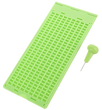 Healeved Piastra di Scrittura Braille Set Completo Portatile in Plastica 30 Celle per Ciechi, per Decorazioni Scuola e Uso All'aperto per Studio Non Vedenti