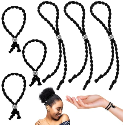Yemoju - 6 gomas elásticas ajustables para el pelo grueso, afro puf, suaves, sedosas, para cabello natural, diseño antideslizante