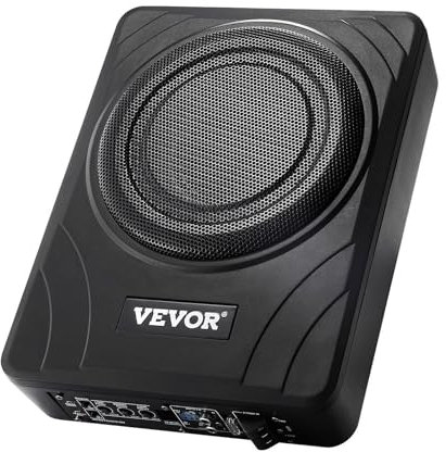VEVOR Subwoofer per Auto Sotto Sedile, Subwoofer Auto Sottile Sistema Audio a Basso Profilo, Audio con Amplificatore integrato, Ingresso Livello Alto Basso Regolatore del Volume 203 mm e 300W