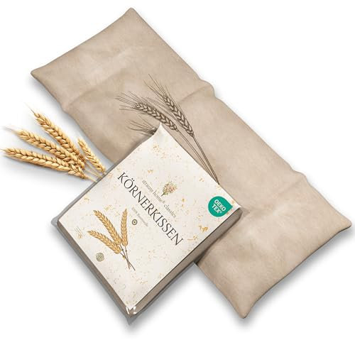 Strauss Home® Körnerkissen groß – Mikrowellengeeignetes Wärmekissen gegen Verspannungen in Nacken, Schultern und Rücken – natürliche Weizenkörner – 20x50 cm