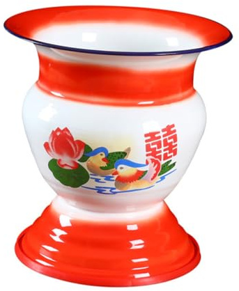GANAZONO Escupidera Alta De Esmalte Estilo Chino Vintage Recipiente Urinario Compacto y Portátil Escupidera Tradicional Ligera Para Baño Casa Fácil De Limpiar y Transportar Accesorios Baños