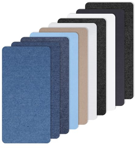 Larrel 10 Stück Jeansflicken zum Aufbügeln, 20x10 cm Selbstklebende Jeansflicken 10 Farben Bügelflicken aus Polyester zum Reparieren oder DIY von Jeans, Jacken, Hosen, Vorhängen, Sofas, Rucksäcken