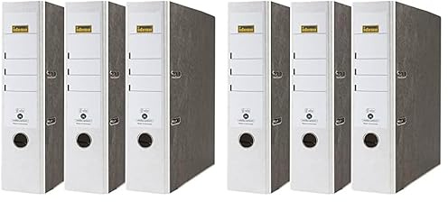 Idena 90083 - Ordner für DIN A4, 8 cm breit, Wolkenmarmor, weiß, 3 Stück (Packung mit 2)
