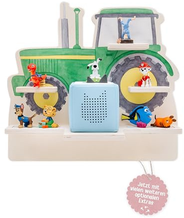 wunderwunsch personalisiertes Tonie Regal für Kinderzimmer - Magnetisches Toniebox Regal für Toniebox1 & 2 Plus Figuren mit abgerundeten Ecken & Kanten Traktor ohne Name