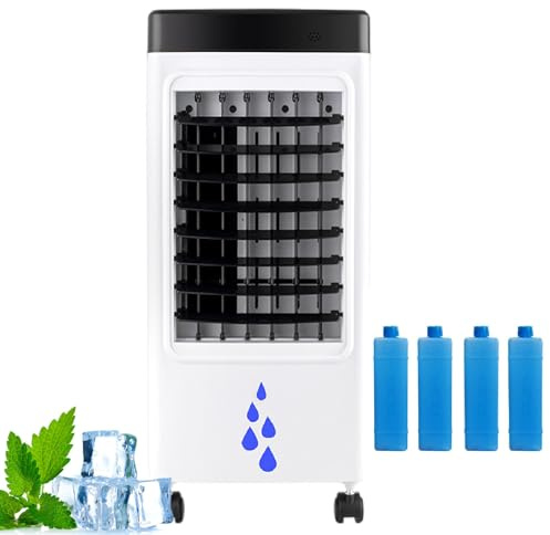 pedenencelia Upgrade 3 In 1 Evaporative Air Cooler/Portable Air Conditioners,1-7 Hour Timer,3 Modes 3 Adjustments,With 6 Litre Removable Water Tank&4 Ice Crystals,For Room Bedroom Home Indoor