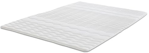 Sleezzz Matratzentopper, 2,5 cm Höhe, 7-Zonen Komfortschaum, Weiß, Rutschhemmend mit Eckgummis (160 x 200 cm)