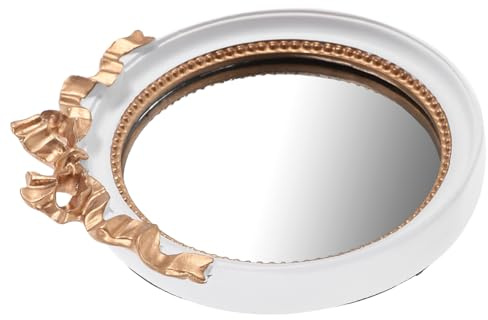 GLEAVI Plateau Miroir Décoratif Vintage pour Bijoux Rangement Pratique et Élégant Organisateur de Bijoux pour Chambre et Salle de Bain Blanc