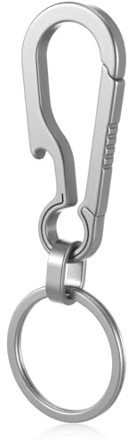 WJIAAA Titanium Carabiner Keychain,Carabiner Key Ring Holder Multi Functional Lightweight Outdoor Minimalist Bottle Opener for Men