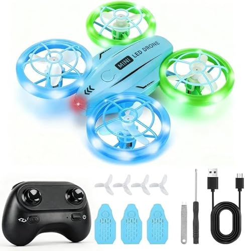 Mini Drohne für Kinder Spielzeug, RC Flugzeug Spielzeug Drone mit LED Lichter und 3 Akkus, 21 Min Lange Flugzeit, Weihnachten Geburtstags Geschenke für Kinder und Anfänger