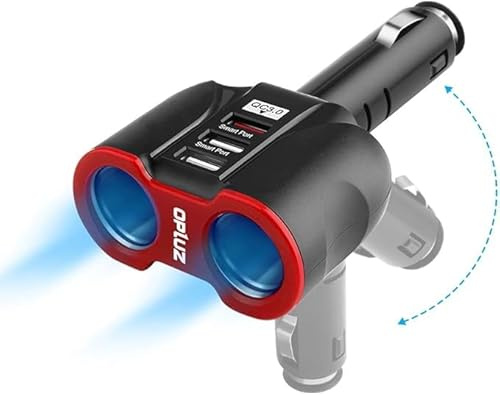 Chargeur de Voiture avec Interrupteur, Prise CC à 2 Prises fusible intégré Adaptateur Allume-Cigare + Prise de Voiture USB 2 Ports Splitte avec Interrupteur Marche/arrêt