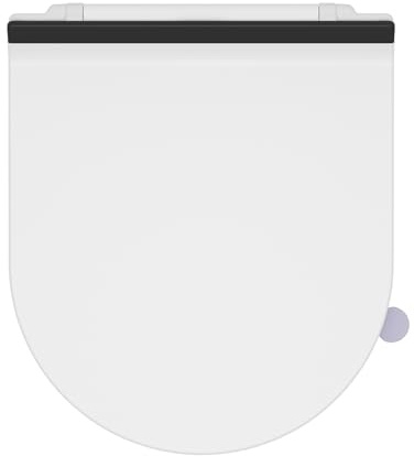 SREWOHS PRO Toilettensitz mit Absenkautomatik, D-Form, Duroplast, Weiß | Schnellverschluss-Toilettensitz mit Griff, einfache Montage, Maße 427×364 mm, passend für D-förmige Toiletten