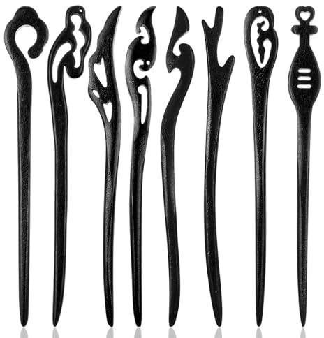 8 bastoncini per capelli in legno da donna vintage cinesi chignon bacchette forcine fermagli per capelli lunghi bastoncini per capelli fatti a mano elegante bastone per ragazze donne accessori per lo