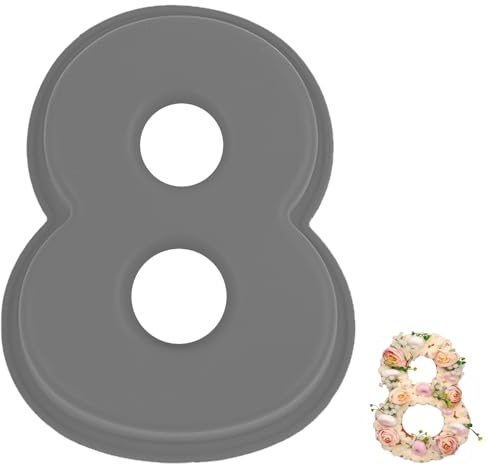 YXHZVON Kuchenform Zahlen Silikon Backform Zahl 8, Number Cake Backform, Groß 3D Zahlen Tortenform, Antihaftige DIY Motivbackformen für Kindergeburtstag, Hochzeit Jubiläum(Grau)