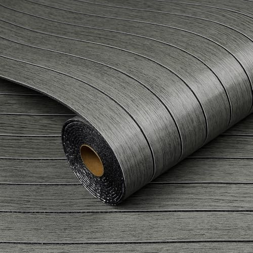Livelynine Panneau Mural Decoratif Adhesif Bois 3D Panneau Tasseau Bois Mural Noir 90CMx5M Panneaux Muraux Autocollants pour Salon Bureau Commercial Revetement Mur Adhesif Chambre Gris Anthracite