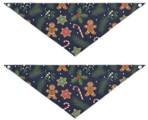 Pañuelo de Navidad con diseño de pan de jengibre para perro, 2 unidades, bandana de cumpleaños para cachorros, accesorios para mascotas, gato, gatito, bandana, cuello, azul claro, L