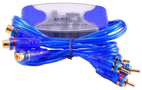 Gadpiparty 4 Channel Ground Loop Isolator RCA Noise Filter Car Audio Sound Line Noise Reduction Device 3.54X1.77X0.98In