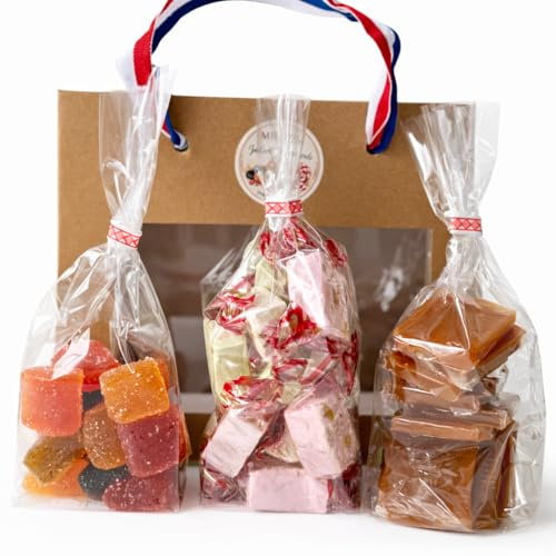 Meldosi Assortiment de Bonbons Traditionnels Français – Confiseries Artisanales, Pâtes de Fruits, Nougats, Caramels – Sachet coffret gourmand Élégant Prêt à Offrir