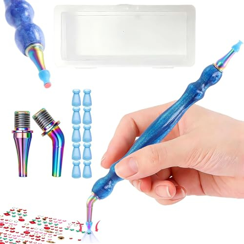 Diamond Painting Stift ohne Wachs, Kein Strom, Kein Nachfüllen, Keine Klebereste diamant painting stift ein Kabelloser für alle Steinarten als Zubehör für Diamant Painting Blider Erwachsene (Blau)