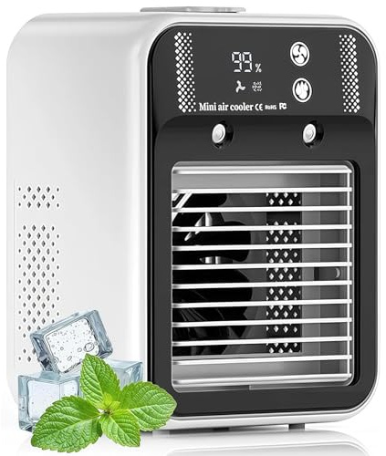 Glacier Breeze Ac Unit, Quiet Portable Air Conditioner With Humidifier Mist, 2/4h Timer 2 Speeds, Digital Display, 500ml Personal Evaporative Cooler, For Home, Bedroom, Office, And Outdoor