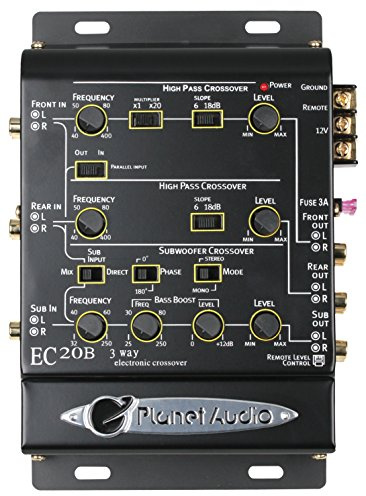 Planet Audio EC20B Car Electronic Crossover – 3 Way, Pre-amp, Fine Tune Your High-Mid-Low Range Speaker Frequencies, Equalizer, DPS Audio Processor