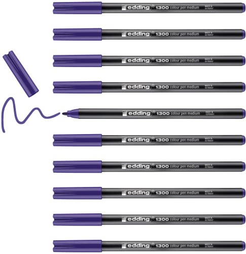 edding 1300 Fasermaler medium - violett - 10 Stifte - Rundspitze 2 mm - Filzstift zum Zeichnen und Schreiben - Filzstift für Schule, Mandala, Bullet Journal