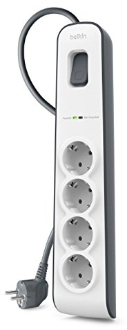 Belkin Ciabatta multipresa con 4 prese, protezione dalle sovratensioni con 4 prese CA protette, 525 joule, cavo di prolunga di 2 metri, presa multipla per casa, ufficio, laptop, computer e altro