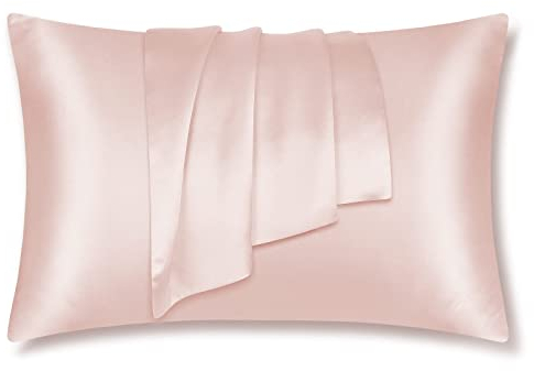 LULUSILK 100% Seide Kissenbezug Haar- und Hautpflege Kissenhülle knitterarm 1 Stück Kissenbezug Seide 40x80cm Pfirsichrosa