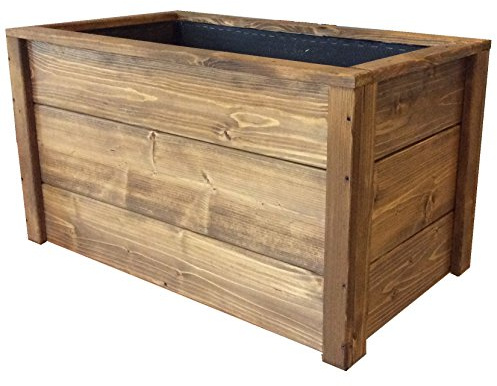 TOTAL WOOD 2012 Fioriera in legno portavaso vaso per piante con catramina interna 70x40x40 cm impregnata noce scuro Interno Esterno Anche su Misura