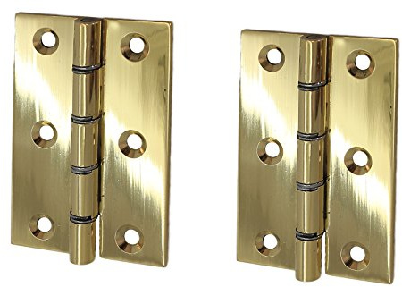 Pair of Strong Polished Solid Brass Door Butt Hinges 75mm/3 for Internal & External Doors