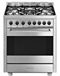 Smeg B71GMXI9 - Cocina (Cocina independiente, Acero inoxidable, Giratorio, Negro, Acero, Frente)