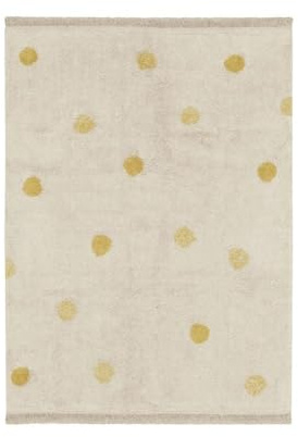 Lorena Canals - Alfombra lavable Hippy Dots Natural - Honey - Natural, Miel - 97% algodón 3% otras fibras. Base: Algodón reciclado - 120x160 cm