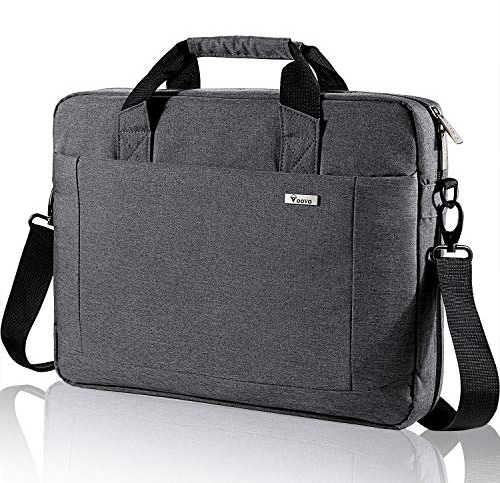 Voova große Laptoptasche für 17 17,3 17,4 Zoll Laptop, 30% mehr Kapazität, Innenfächer, verdickt wasserdicht Notebook Tasche, kann auf dem Koffer, kompatibel mit Macbook Dell HP, Grau