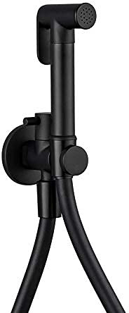 VALAZ Grifo Bidet Empotrado Negro Mate | Grifo Monomando Bidet | Ducheta Higiénica WC, Agua Fría, Ahorro de Agua | Instalación Facil y Rápida | Latón, Inoxidable, Elegante, Redondo, Serie Guadiana