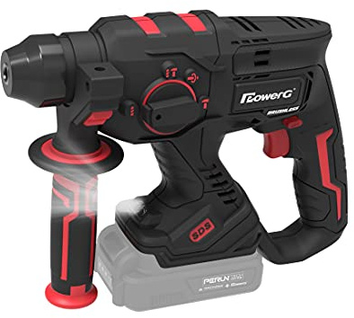 Yard Force PowerG PT190601 Marteau perforateur (sans batterie, tension 20 V, avec moteur sans balais, vitesse de rotation à vide 0-10000 tr/min, surface Soft Grip pour un maintien sûr), noir