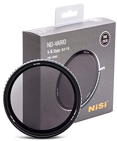 NiSi 67mm True Color ND-Vario 1-5 Stops (0.3-1.5), Variable ND ND2-ND32, Nano-Coating with Optical Glass