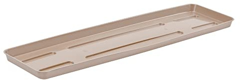 VERDENIA Sottovaso in rattan per piante ed erbe aromatiche, in plastica, leggero, stabile, rettangolare, in molti colori, 60 cm, caramello 21911