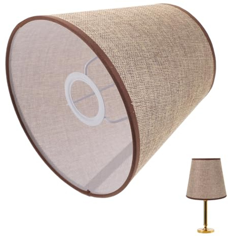 Lurrose Lampenschirm Leinen E27 19cm für Tisch- & Stehlampe Braun | Leinen, braun, E27, unterer Ø19cm, H19cm, oberer Ø14cm, für Tisch/Stehleuchte, Wohnzimmer/Schlafzimmer, weiches Licht