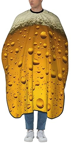 UNIOND Bier Tapete Haar Schneiden Umhang Professionelle Friseur Umhang Salon Cape Haarschnitt Kleid Friseur Schürze Haar Schneiden Kleid Für Erwachsene 140cm X 168cm, weiß, One size