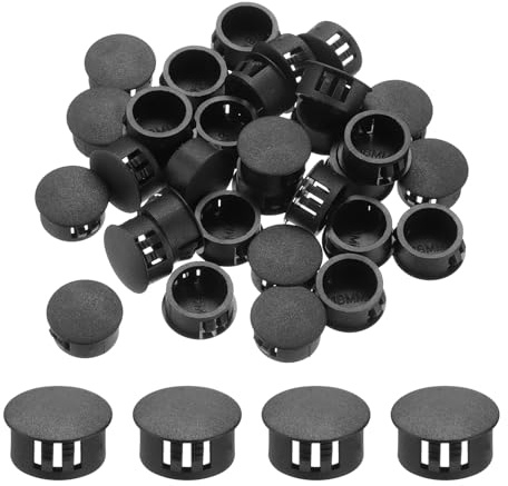 QUARKZMAN 64Pcs 17mm Noir Bouchon de Trou en Plastique, Bouchons de Trou de Panneau de Type Encastré Embouts d'Insertion pour Tubes de Trou de Verrouillage Armoire de Meubles