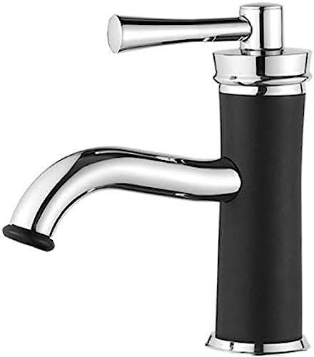 Retro-Stil, amerikanischer Stil, satiniertes waschbecken, Kupfer-Bubbler, schwarzer warm- und kaltwasserhahn