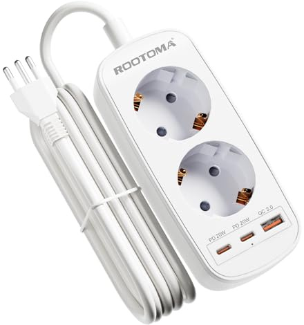 Adapter Schweiz Deutschland 2-Fach mit PD20W USB Schnellladung | 1,5M Typ J Reiseadapter für Schweiz, Jordanien, Madagaskar, Malediven, Liechtenstein, Ruanda