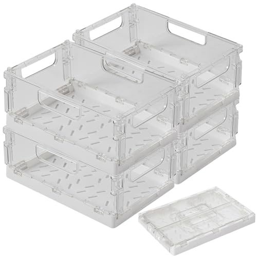 Rosenstein & Söhne Kühlschrankboxen: 4er-Set faltbare Kühlschrank-Organizer, transparent, 22,5 x 15 x 9 cm (Kühlschrank Box, Küchenbehälter, Kisten)
