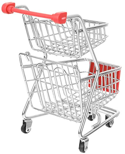 Vaguelly Roter Mini-einkaufswagen für Jungen und Mädchen Spielzeugaufbewahrung Spielzeug Einkaufswagen Handwagen