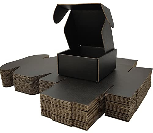 Cenoid Maxibriefkarton 100x100x50 mm Versandkarton Klein (25 Stück) Kleine Kartons Versand Schwarz Faltkartons für Warensendung