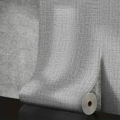 Papel Tapiz de Pared Autoadhesivo de Espuma 3D de Lino de 50 cm x 10 m, PVC, Color sólido, Grueso, Impermeable, para renovación de Paredes