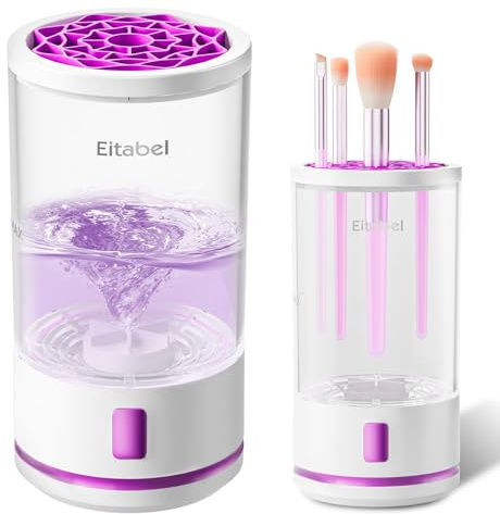 EITABEL Elektrische Make-up-Pinselreinigungsmaschine, 2-in-1 Make-up-Pinseltrockner und Make-up-Pinselwaschmaschine kombiniert, automatischer drehender Make-up-Pinselreiniger für alle Make-up Pinsel