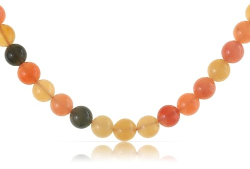 Made by Nami Bunte Perlenkette Damen aus echten Steinen 40 + 5 cm Länge Boho Schmuck Damen (Rosa Bunt)